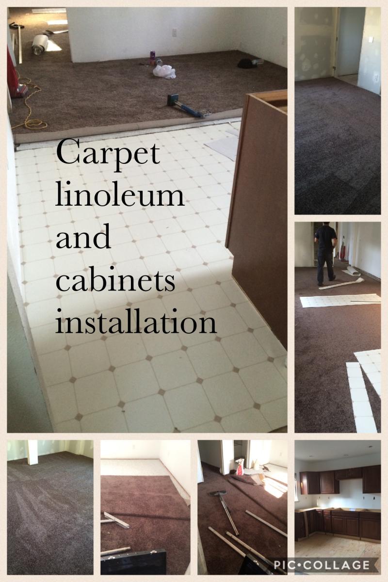 Carpet Linoleum  and  cabinets installation